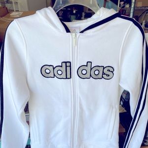Adidas Hoodie - Women’s Small - White, Black, Silver
